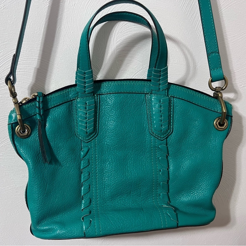 orYANY Green Pebbled Leather Medium Shoulder Bag